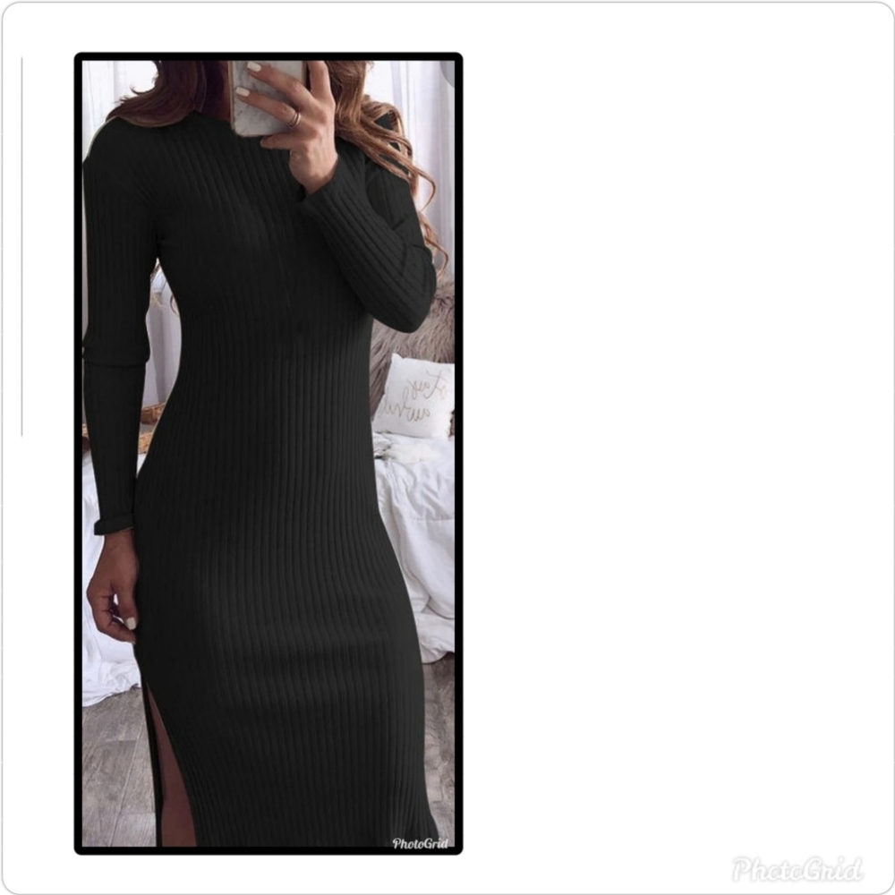 Black knit dress